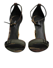 Dolce & Gabbana Multicolor DG Logo Heels Camouflage Sandals Shoes