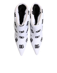 Dolce & Gabbana White DG Logo Heels Short Boots  Shoes