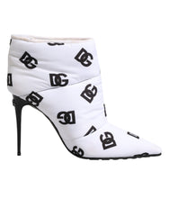 Dolce & Gabbana White DG Logo Heels Short Boots  Shoes