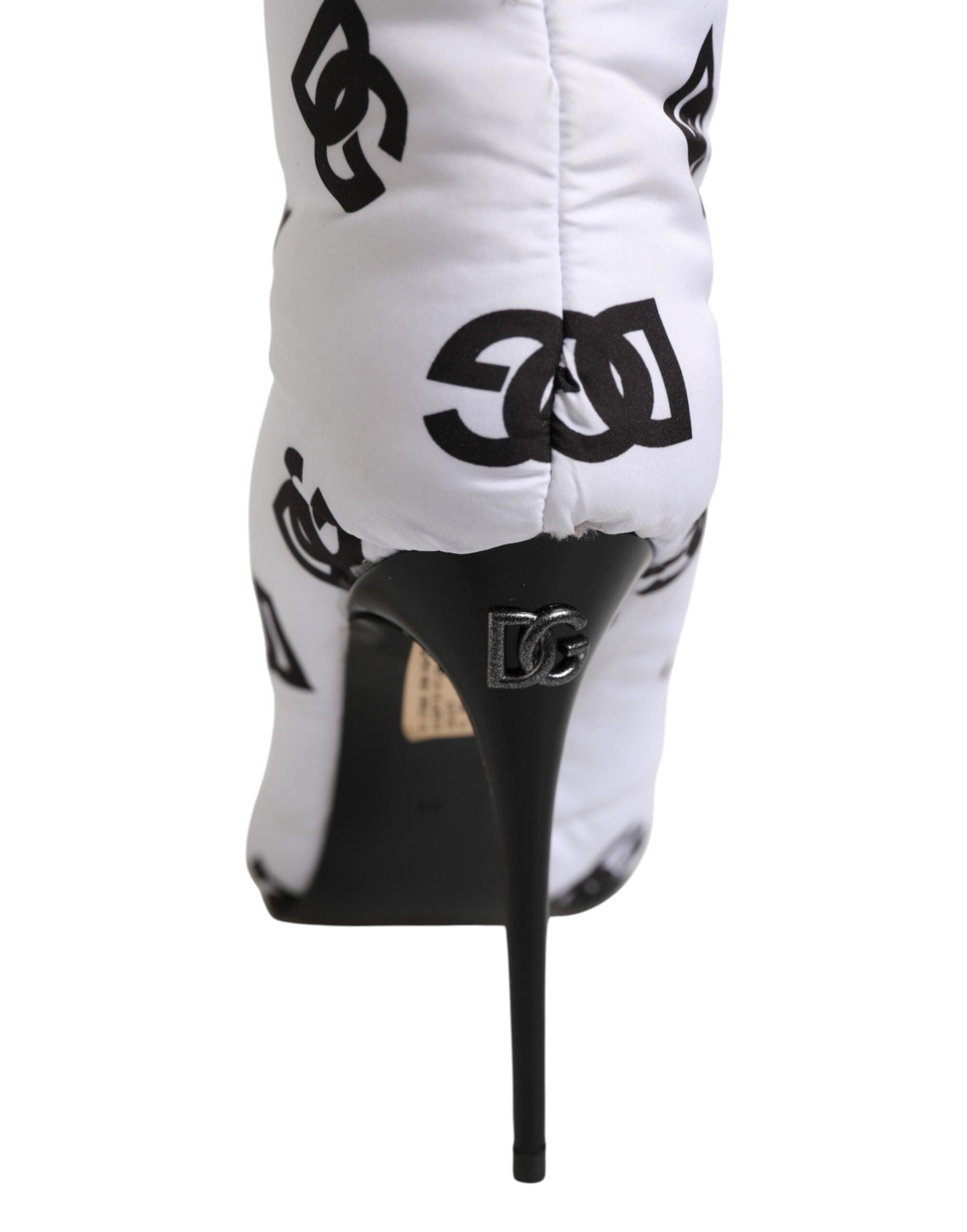 Dolce & Gabbana White DG Logo Heels Short Boots  Shoes