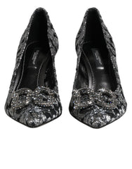Dolce & Gabbana Silver Lace DG Amore Heels Pumps Shoes