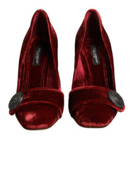 Dolce & Gabbana Red Velvet Embellished Heels Pumps  Shoes
