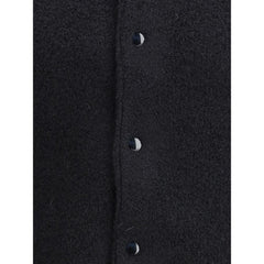 Laneus Black Merino Wool Bomber