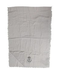 Dolce & Gabbana Gray Cashmere Knit Fringes Neck Foulard 67cm x200cm Foulard Scarf