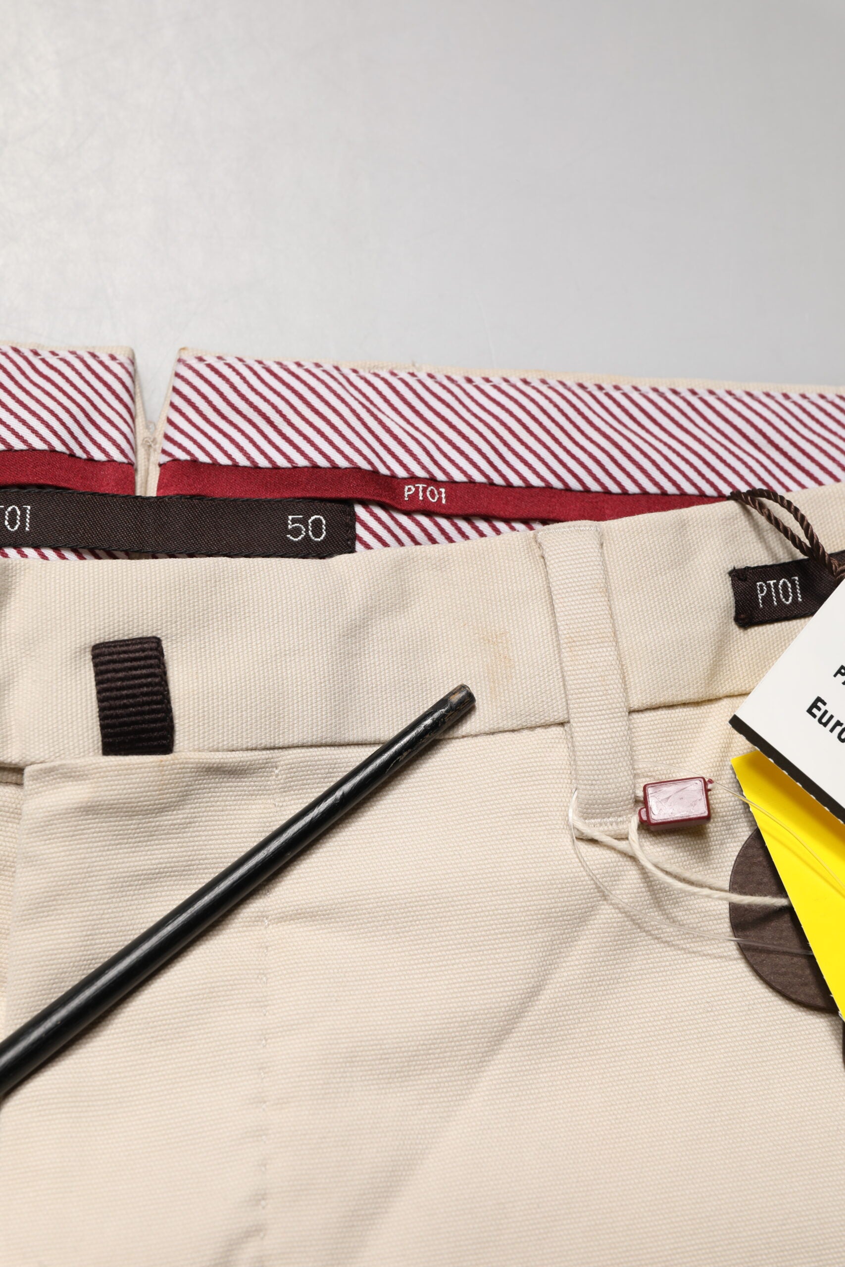 PT01 Beige Men Chino Mid Waist Straight Dress Trouser Pants