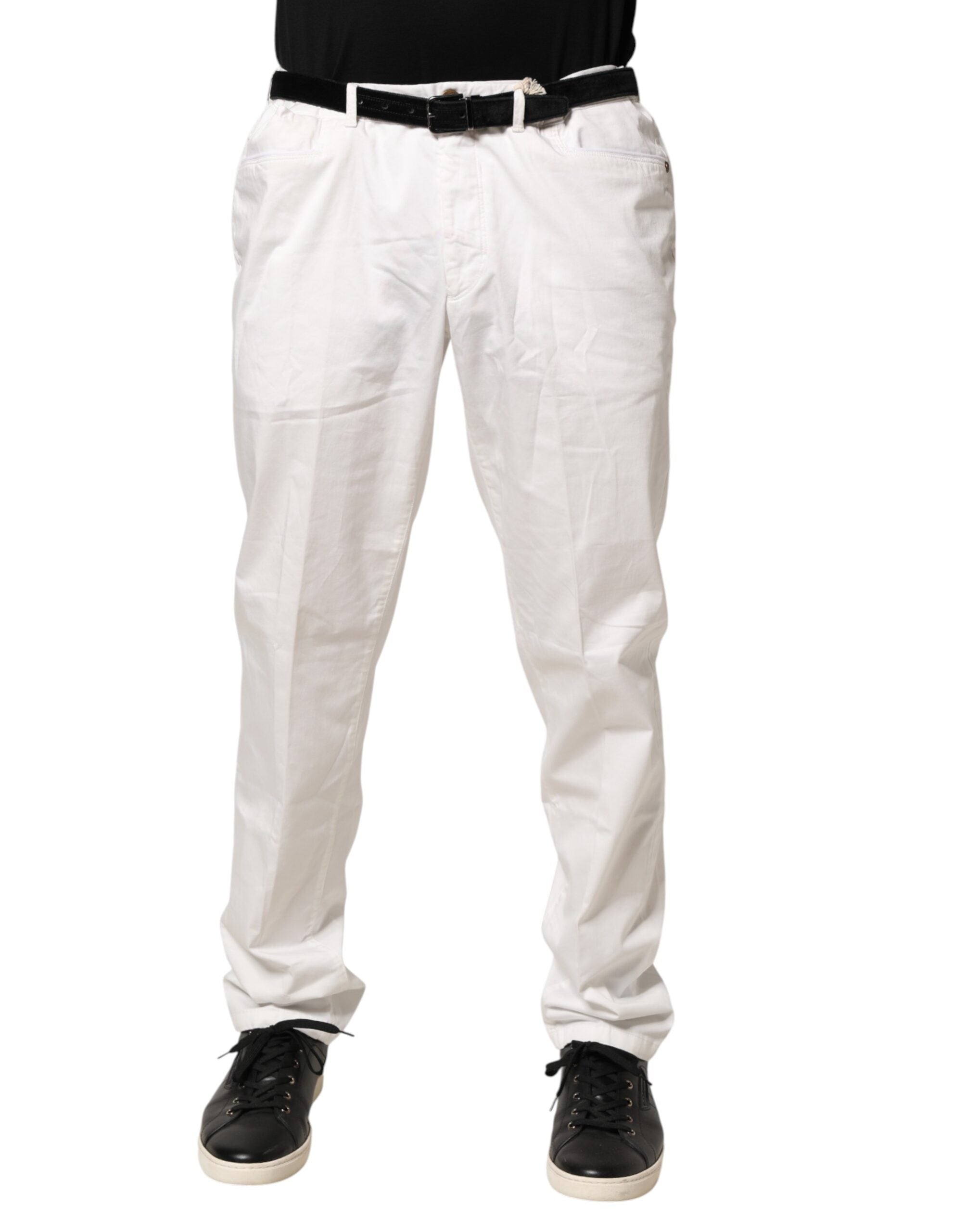 Domenico Tagliente White Tapered Dress Formal Trouser Pants
