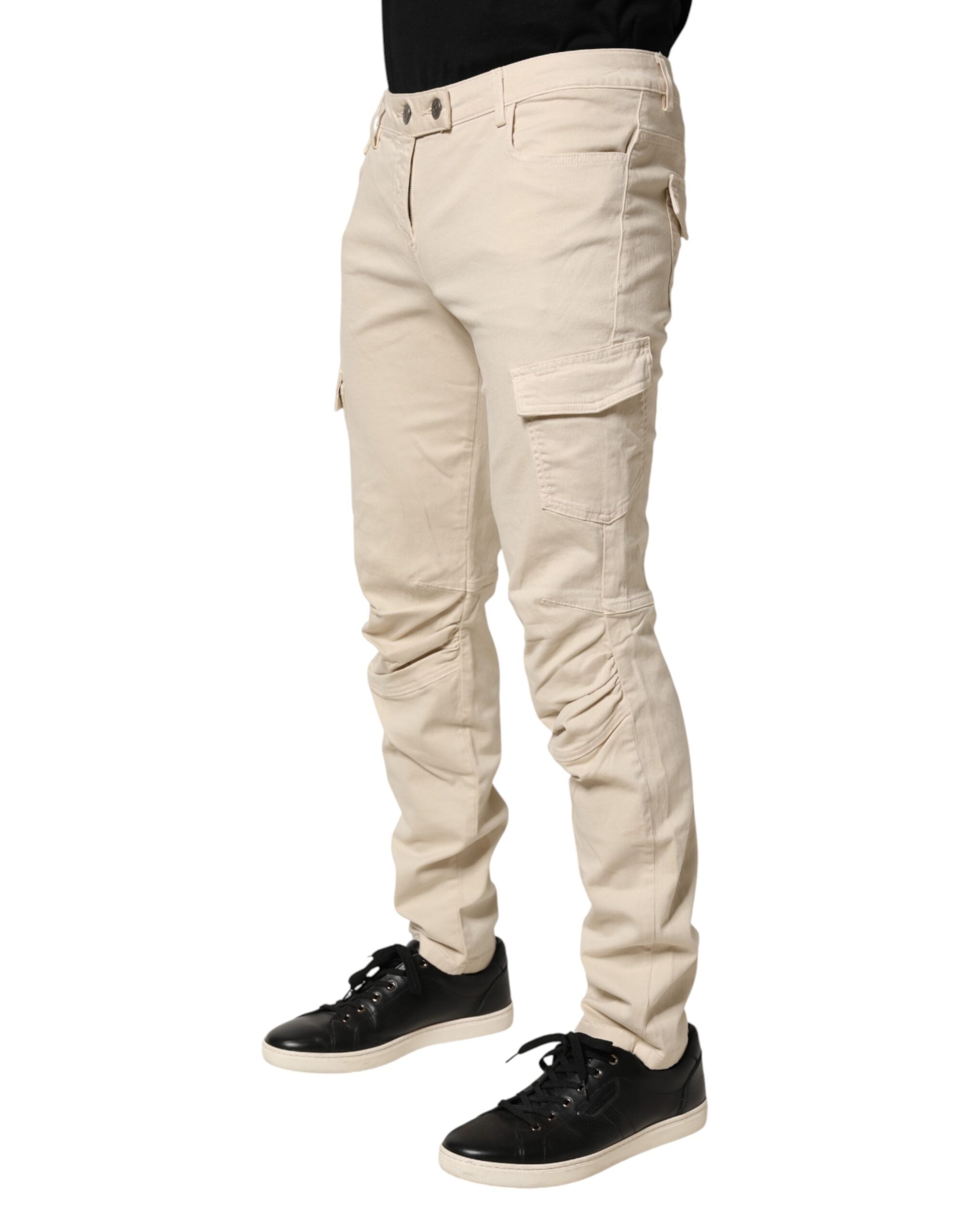 Scervino Street Beige Skinny Fit Mid Waist Men Denim Jeans