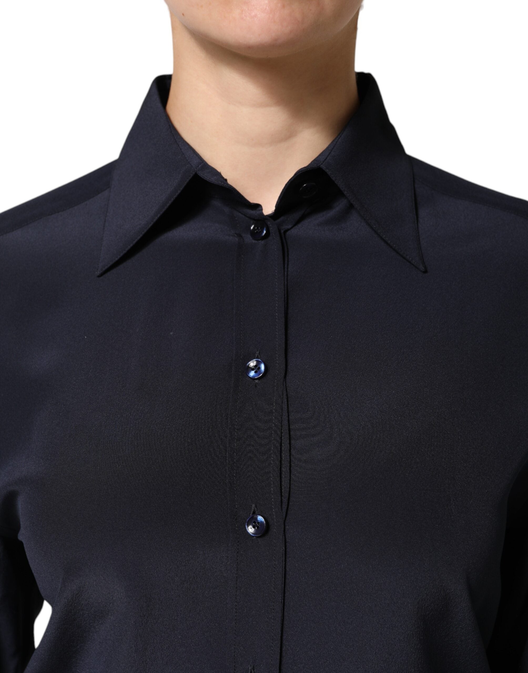 Dolce & Gabbana Blue Collared Long Sleeves Dress Shirt Top