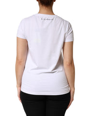 John Richmond White Printed Cotton Stretch Crew Neck T-shirt