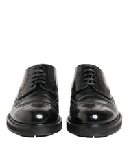 Dolce & Gabbana Black Calfskin Leather Derby Men Dress Shoes