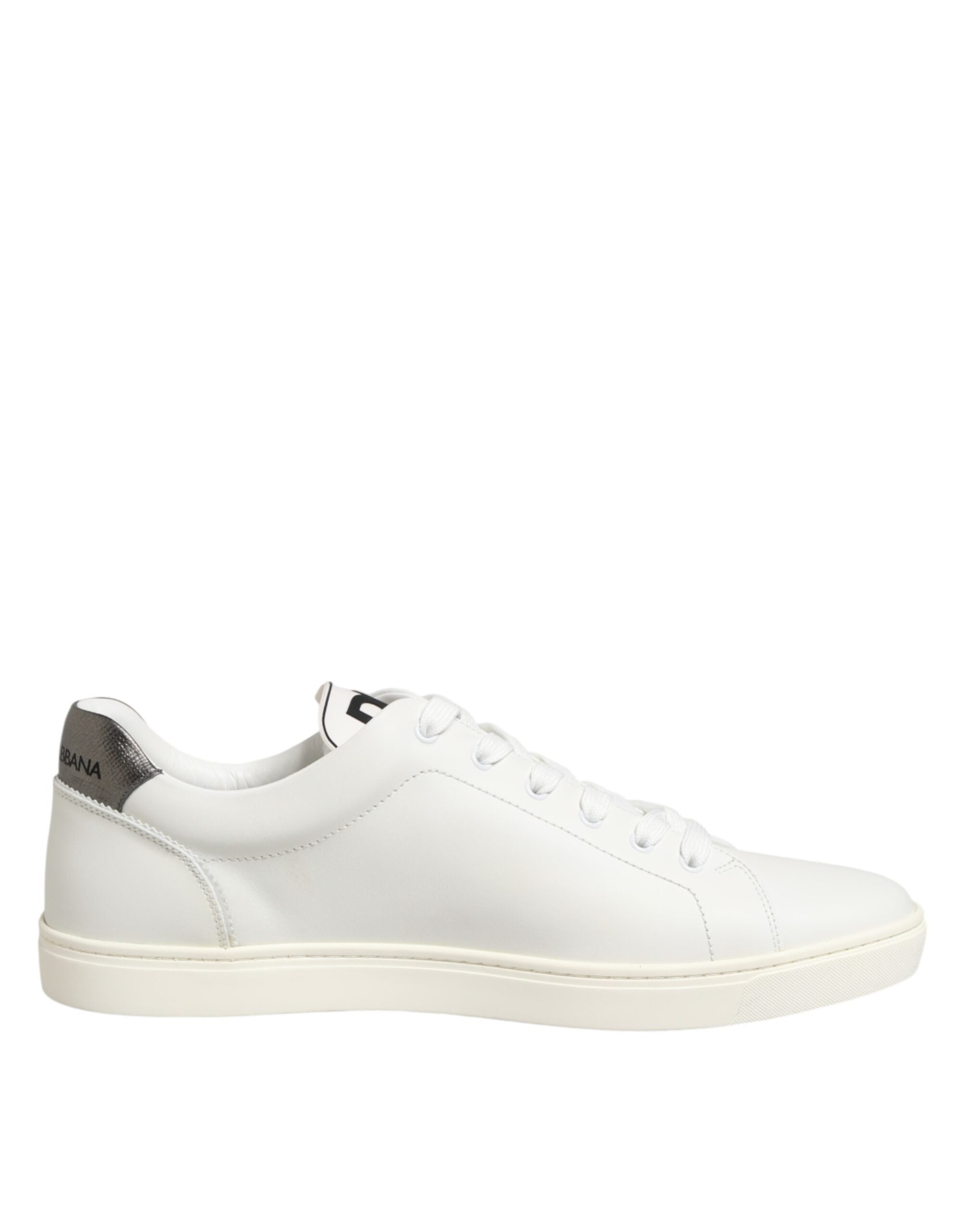 Dolce & Gabbana White Leather Heart Embellished Sneakers Shoes