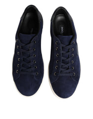 Dolce & Gabbana Blue Leather Suede Low Top Sneakers Shoes