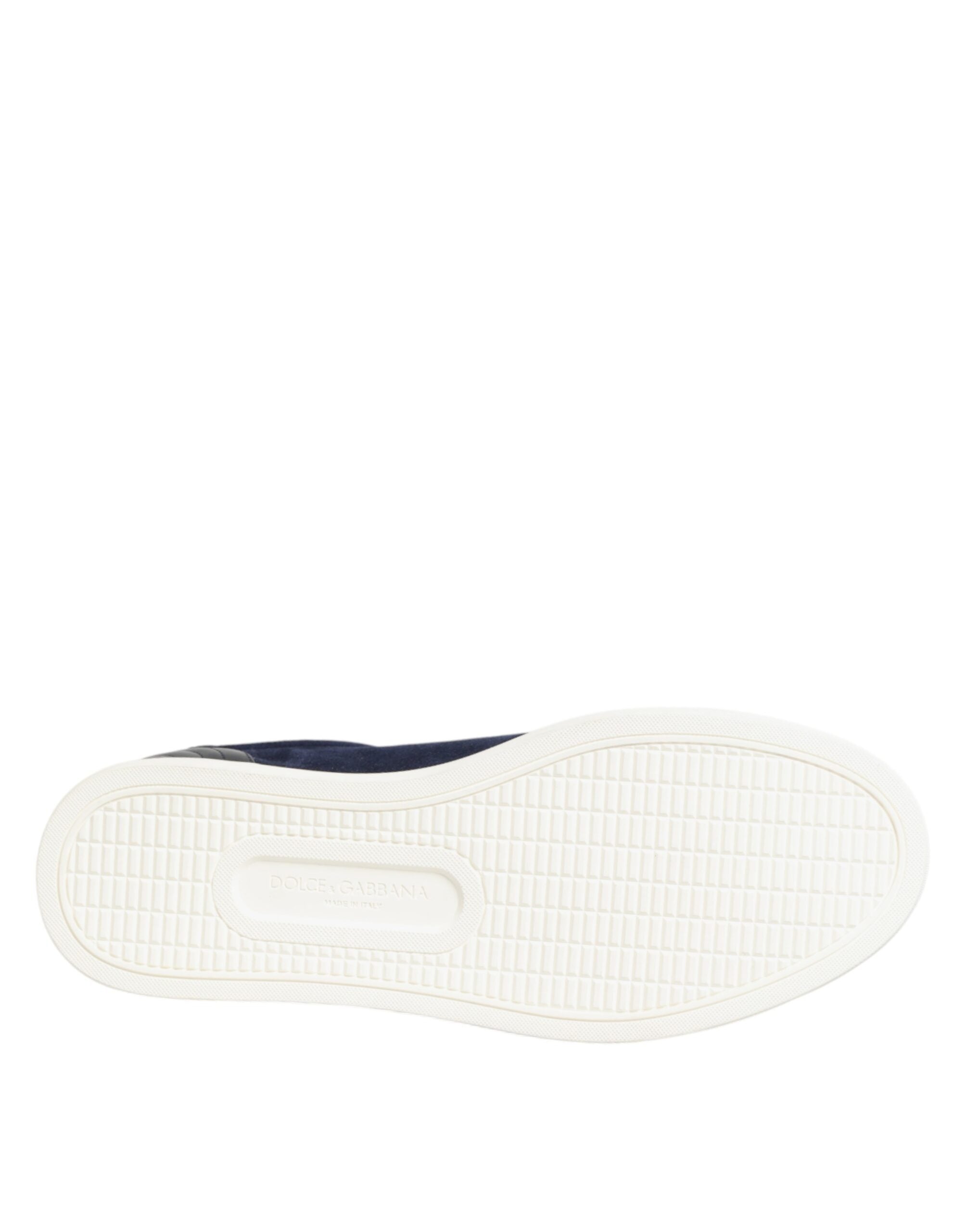 Dolce & Gabbana Blue Leather Suede Low Top Sneakers Shoes