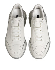 Dolce & Gabbana White Silver Daymaster Low Top Sneakers Shoes