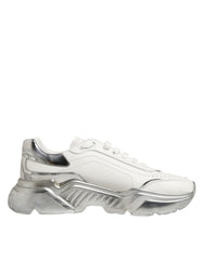 Dolce & Gabbana White Silver Daymaster Low Top Sneakers Shoes