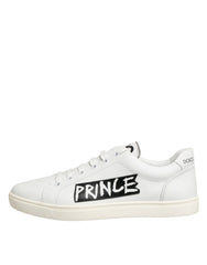 Dolce & Gabbana White Prince Leather Low Top Men Sneakers Shoes