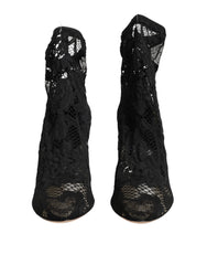 Dolce & Gabbana Black Stretch Socks Taormina Lace Boot Shoes