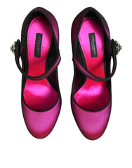 Dolce & Gabbana Pink Strass Mary Janes Heels Pumps Shoes