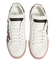 Dolce & Gabbana White Leather Sacred Heart Sneakers Shoes