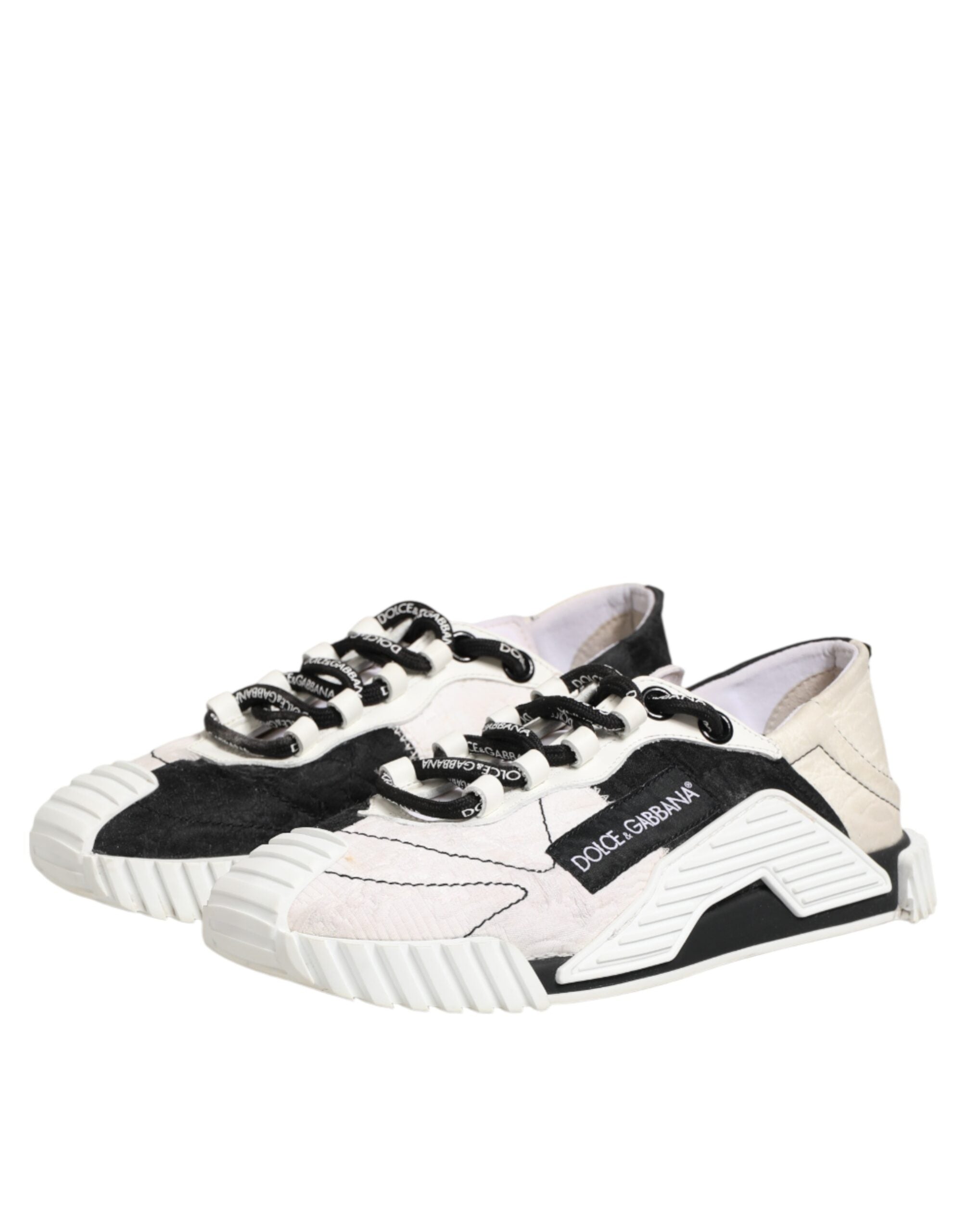 Dolce & Gabbana White Black Leather NS1 Sneakers Shoes