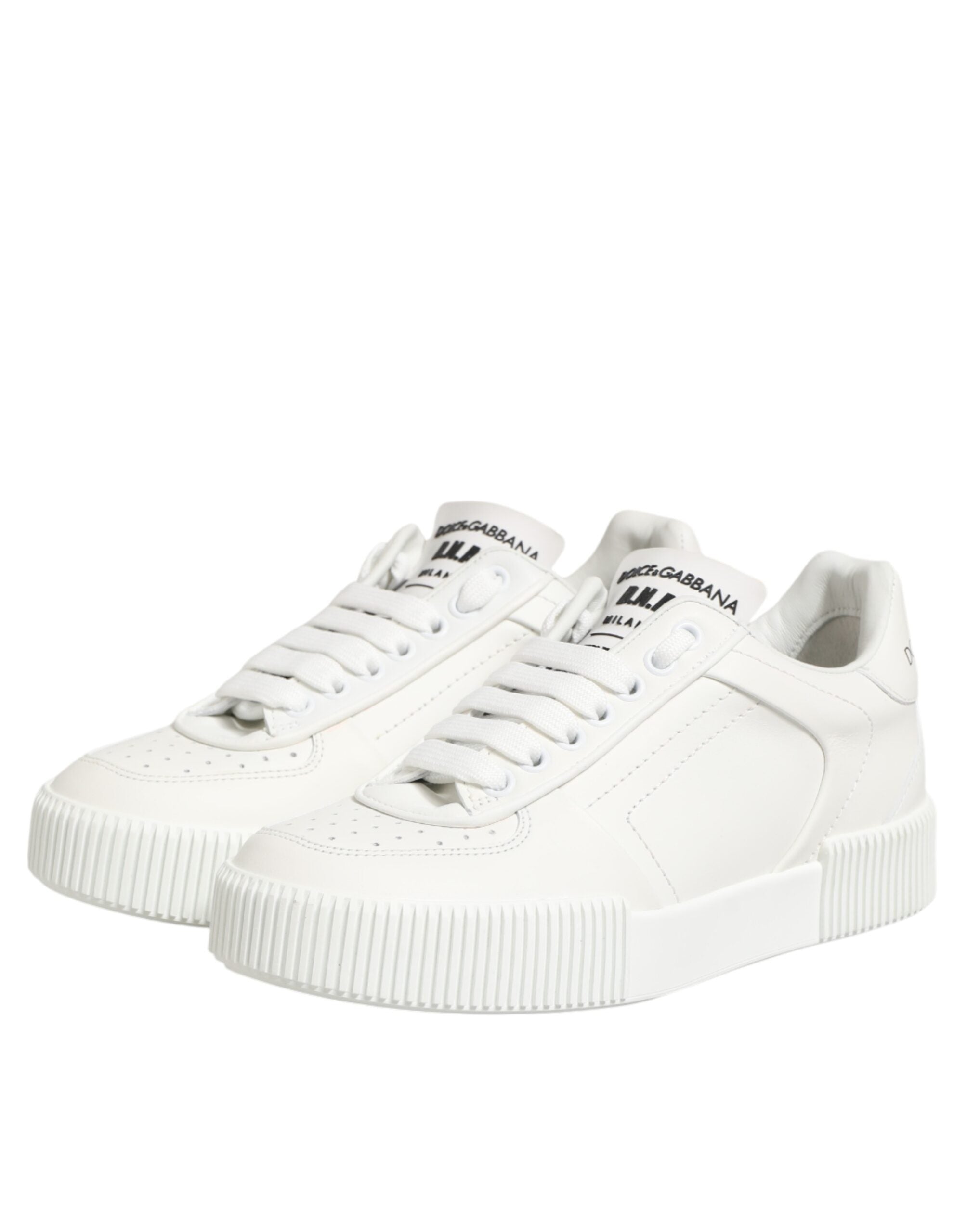 Dolce & Gabbana White Leather MIAMI Low Top Sneakers Shoes