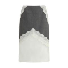 Jil Sander Gray Polyester Midi Skirt