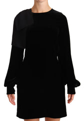 N.21 Sheath A-line Black Viscose Long Sleeves Round Neck Mini Dress