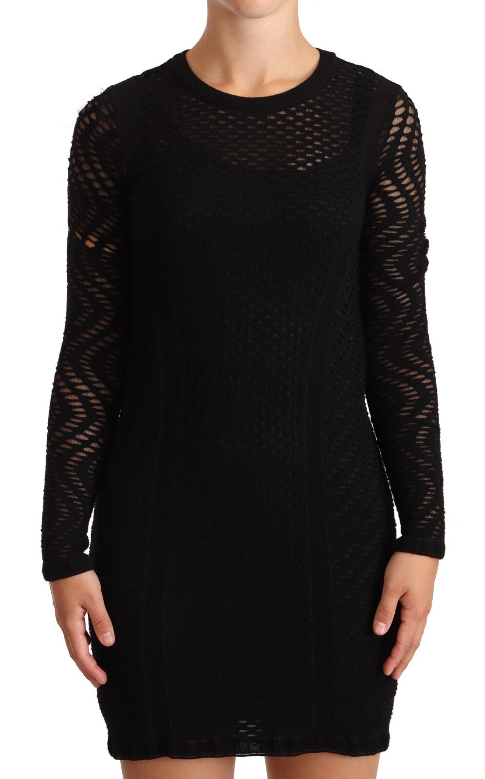Missoni Bodycon Sheath Black Viscose Long Sleeves Mini Dress