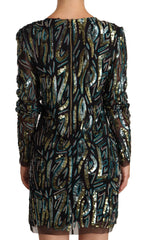 Patrizia Pepe Sheath Multicolor Sequin Long Sleeves Mini Dress