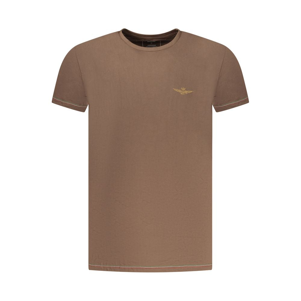 Aeronautica Militare Brown Cotton Men T-Shirt