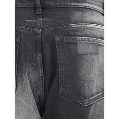 MM6 Black Cotton Straight-Leg Jeans