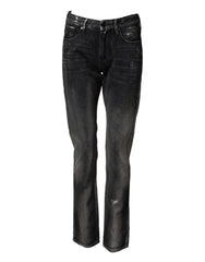 Emporio Armani Black Washed Slim Fit Men Denim Cotton Jeans
