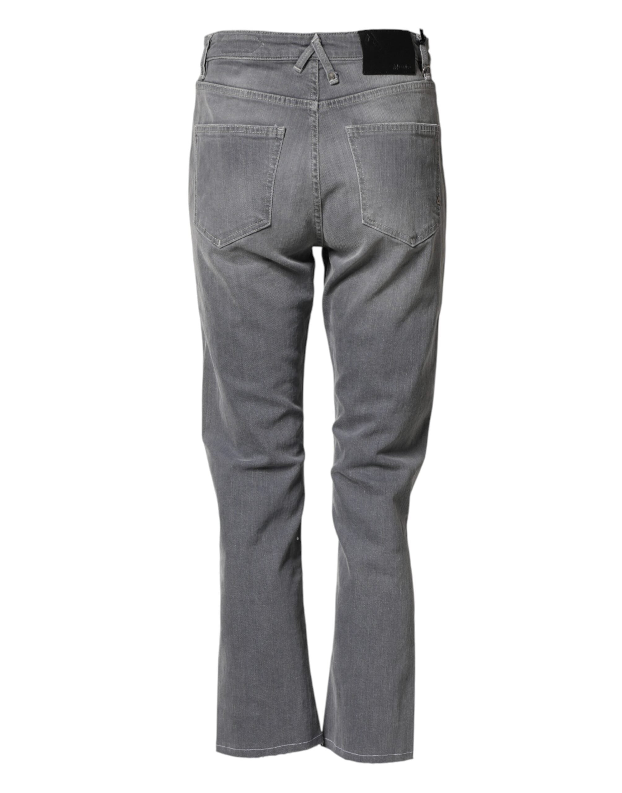 CYCLE Gray Tattered Mid Waist Men Straight Denim Trouser Jeans