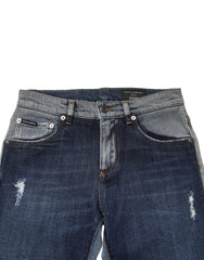 Dolce & Gabbana Blue Two Tone Cotton Men Skinny Denim Jeans