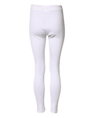 Dolce & Gabbana White Cotton Mid Waist Tights Leggings Pants