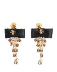 Dolce & Gabbana Crystal Chandelier Satin Bow Clip-On Jewelry Earrings