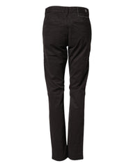 Sun68 Dark Brown Cotton Stretch Straight Mid Waist Trouser Pants