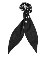 Dolce & Gabbana Black Cotton Polka Dot Scarf Tie Accessory Hair Scrunchie