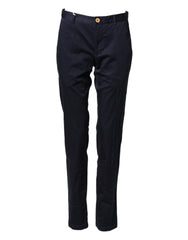 Domenico Tagliente Dark Blue Cotton Skinny Men Trouser Pants