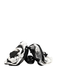 Dolce & Gabbana Black White Silk Floral Lace Crystal Accessory Hair Claw