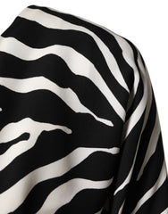 Dolce & Gabbana Black White Zebra Silk Sheath Mini Dress