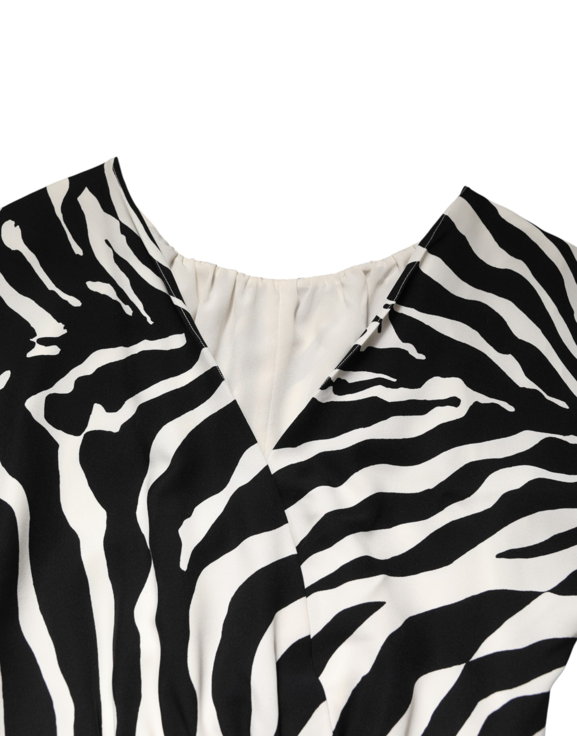 Dolce & Gabbana Black White Zebra Silk Sheath Mini Dress