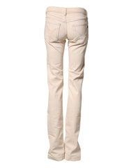 Dolce & Gabbana Beige Low Waist Cotton Slim Fit Denim Trousers Jeans