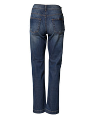 Dolce & Gabbana Blue Floral Embroidered BOYFRIEND Denim Jeans