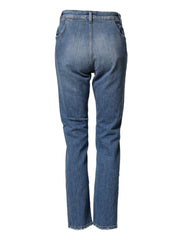 Dolce & Gabbana Blue Distressed Washed Cotton Denim Jeans