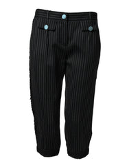 Dolce & Gabbana Black Wool Stripes Cropped Trouser Pants