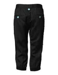 Dolce & Gabbana Black Wool Stripes Cropped Trouser Pants