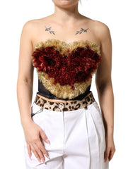Dolce & Gabbana Black Gold Heart Bustier Corset Tinsel Top