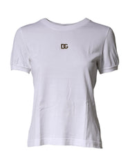 Dolce & Gabbana White DG Logo Crew Neck Short Sleeves  T-shirt