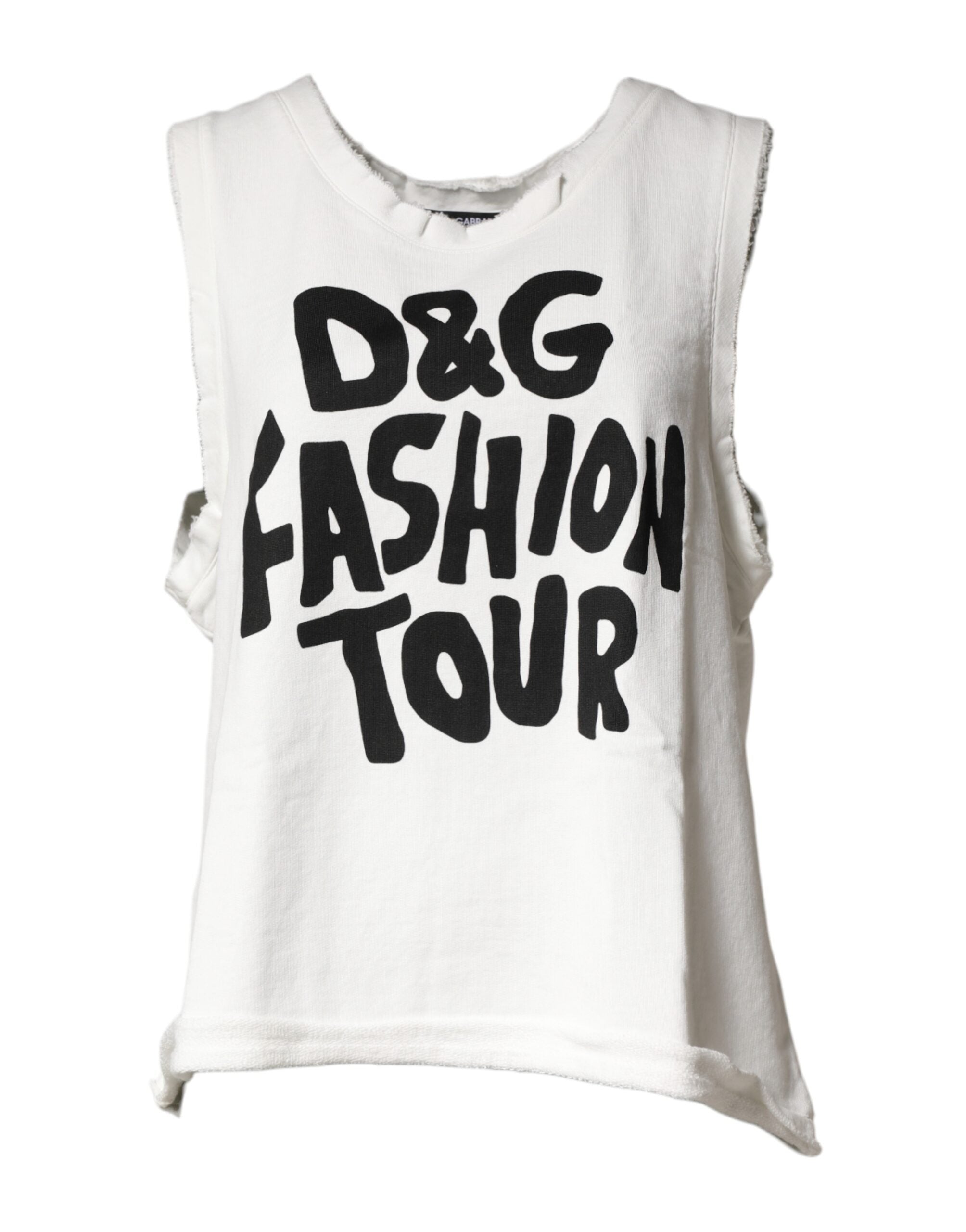 Dolce & Gabbana White Graphic CrewNeck Sleeveless Tank T-shirt